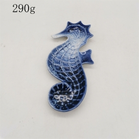CERAMIC OCEAN PLATE---SEAHORSE